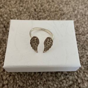 Sterling Silver Angel Wings Ring Size 6